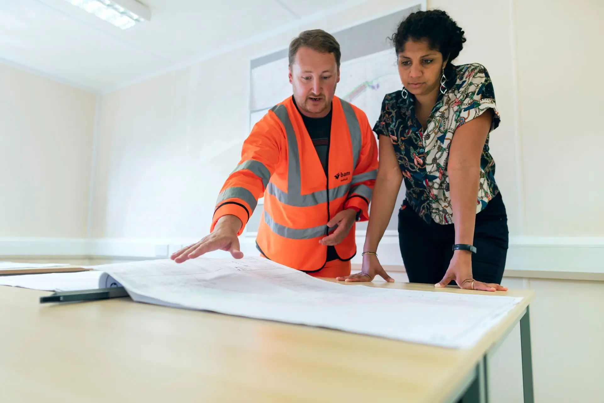 Engineers reviewing drawings