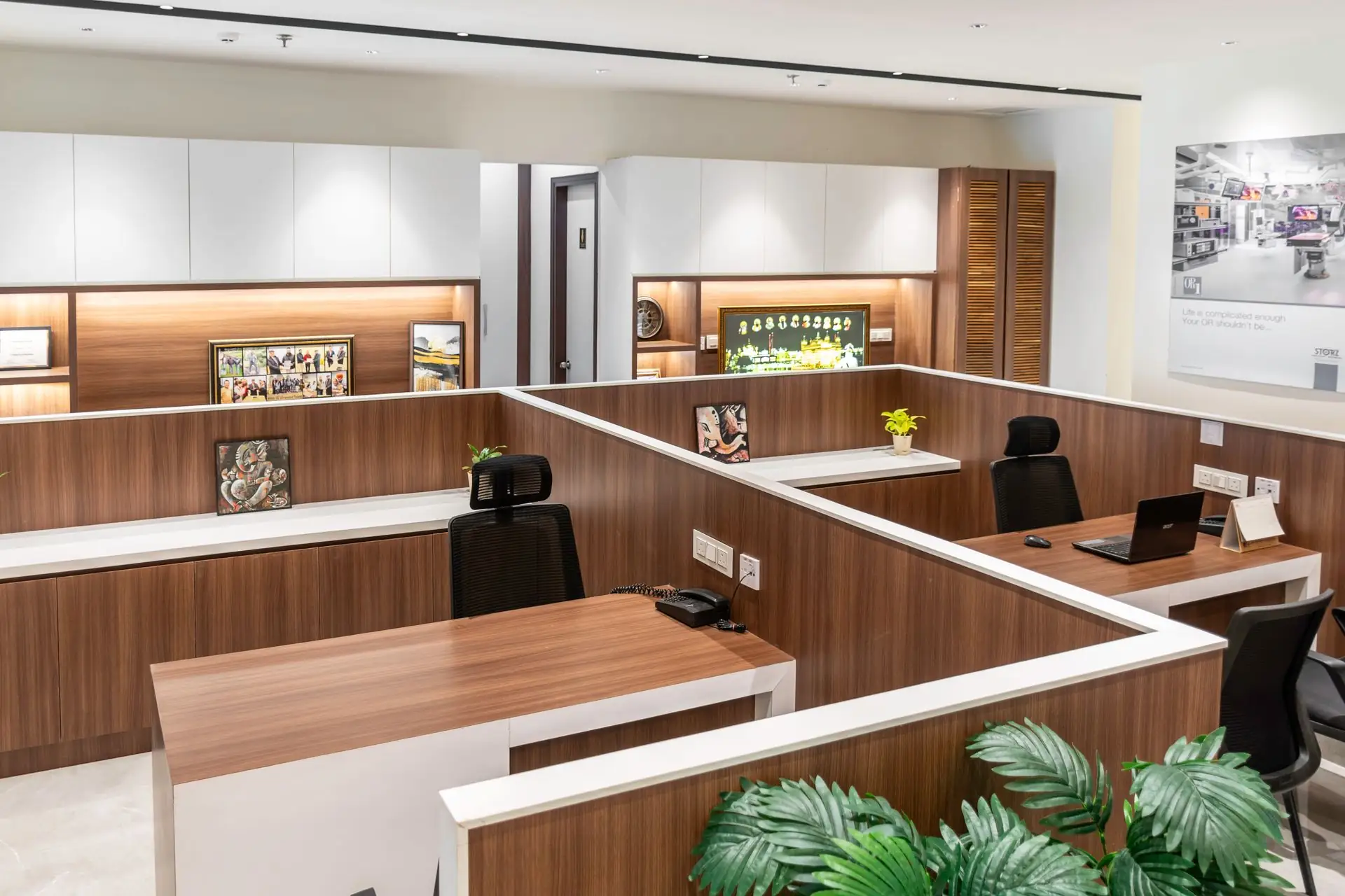 Open-plan workspace with timber finishes