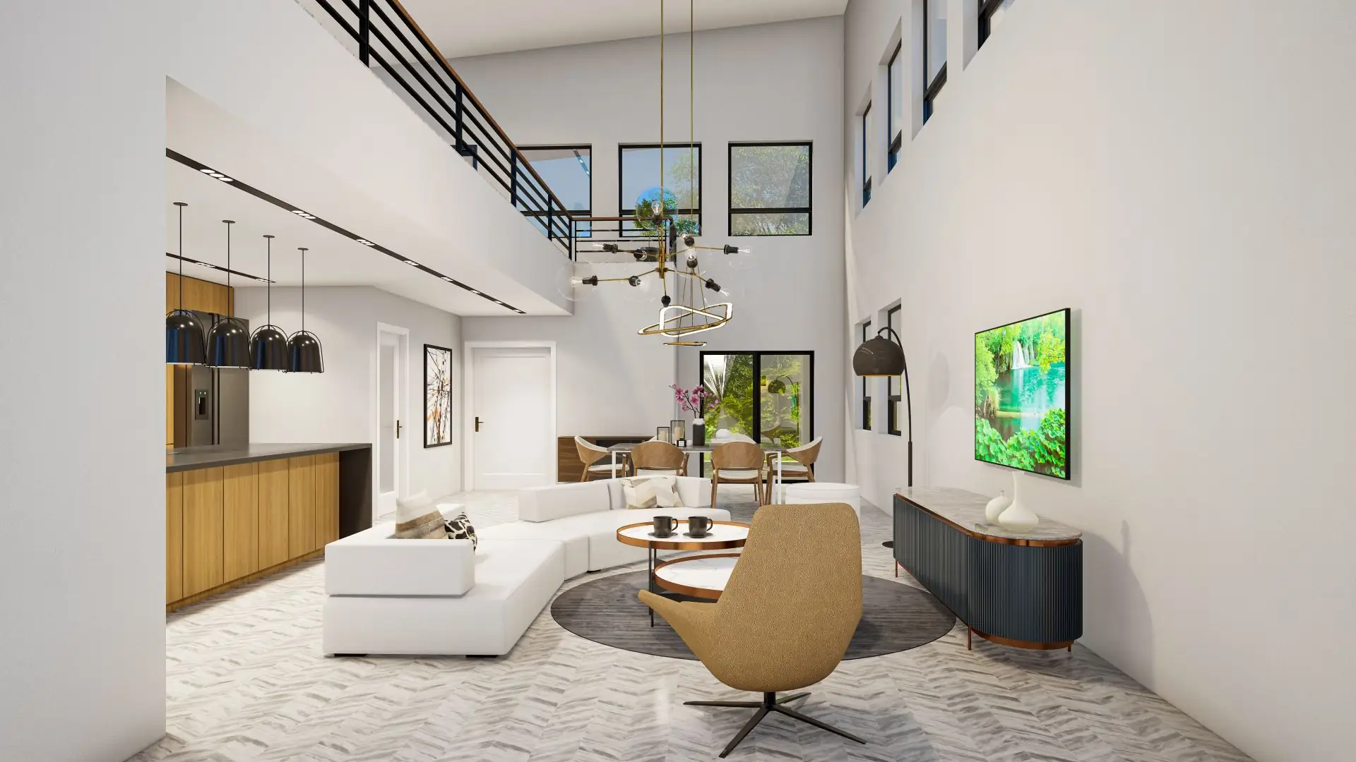 Double-height living room interior