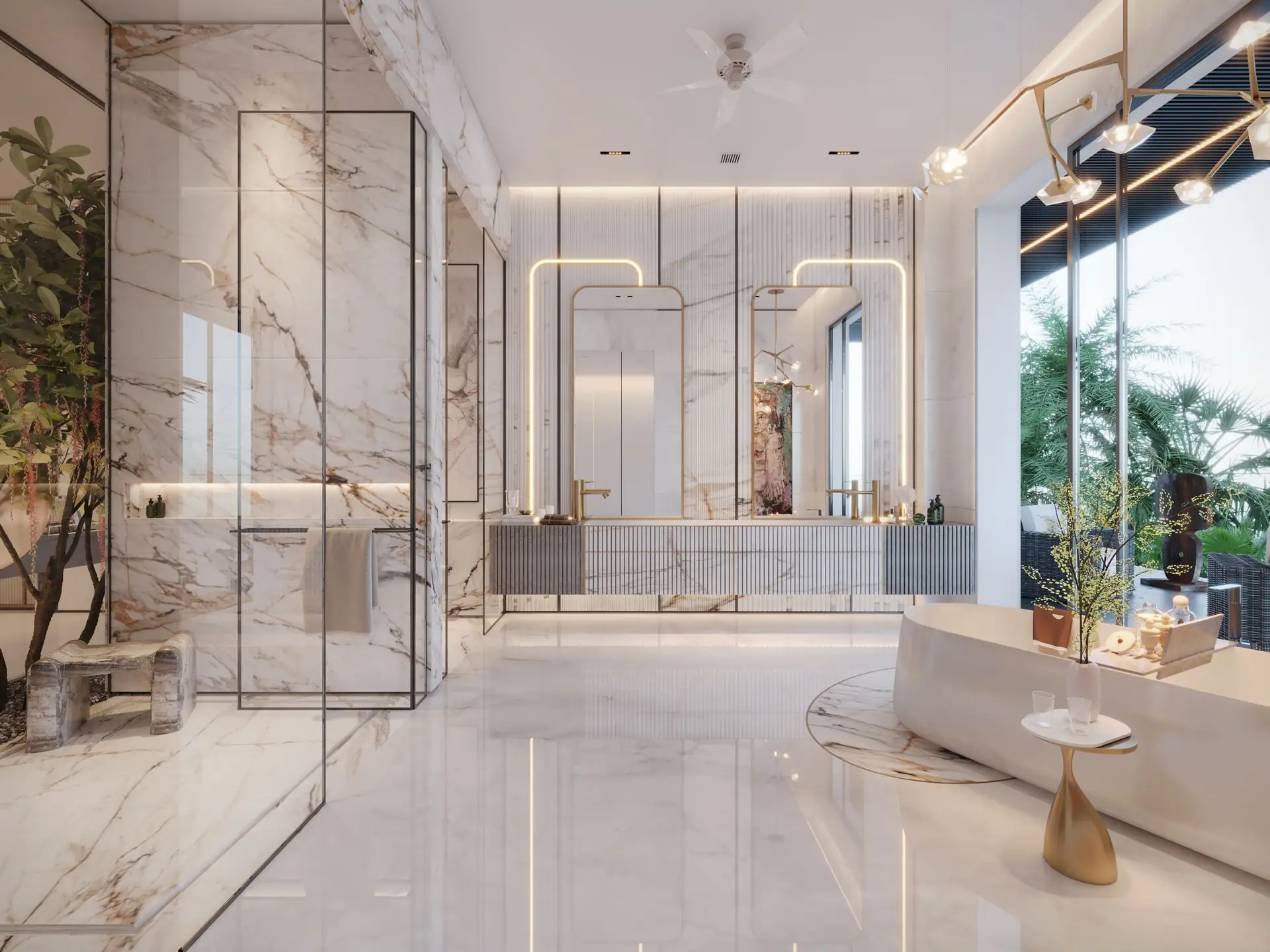 Modern marble bathroom interior